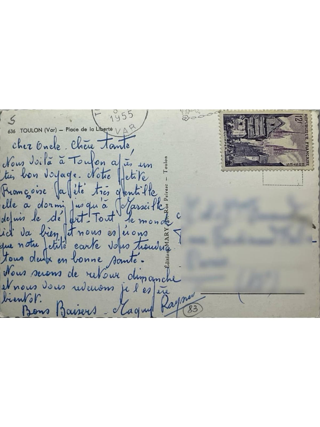 Verso de la carte postale