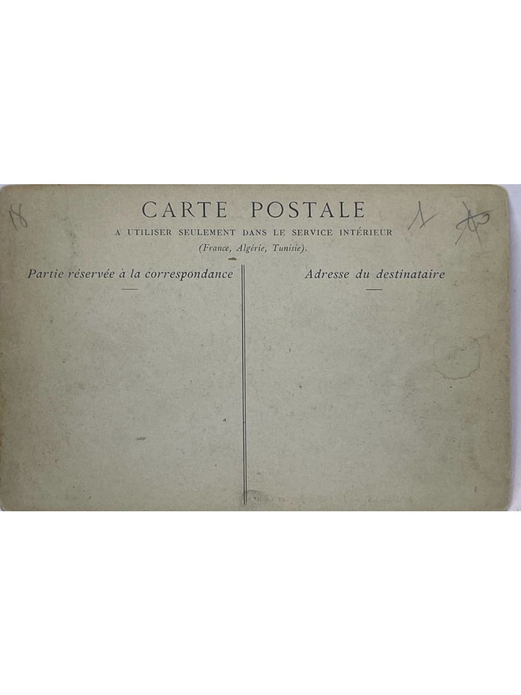 Verso de la carte postale