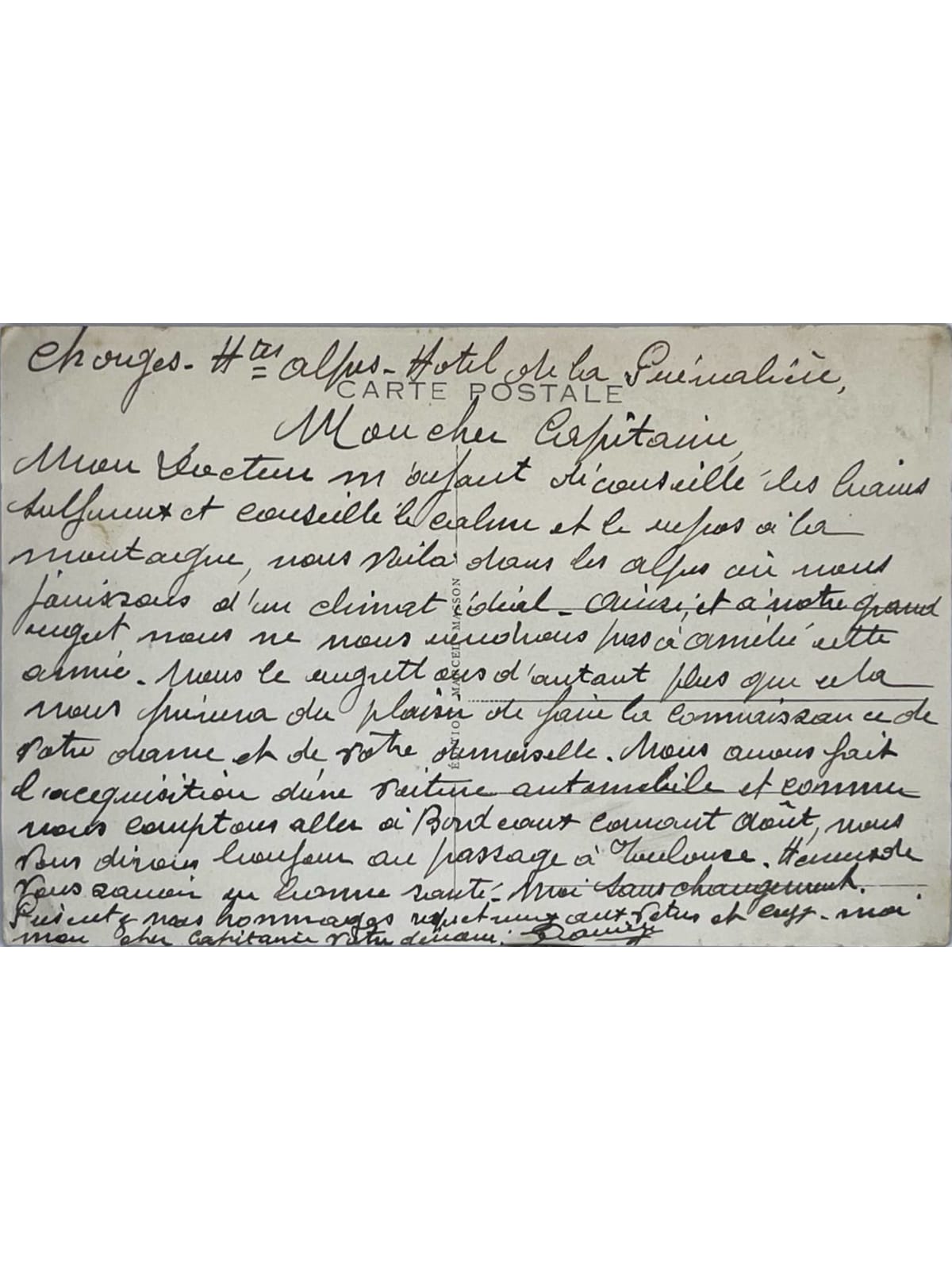 Verso de la carte postale