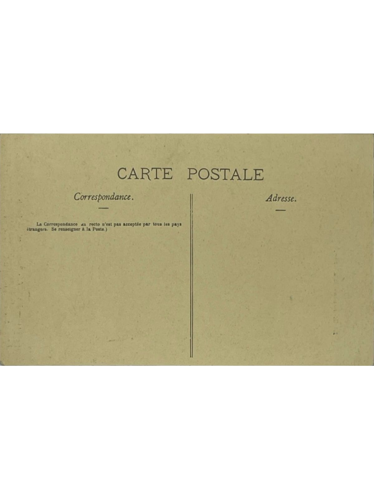 Verso de la carte postale