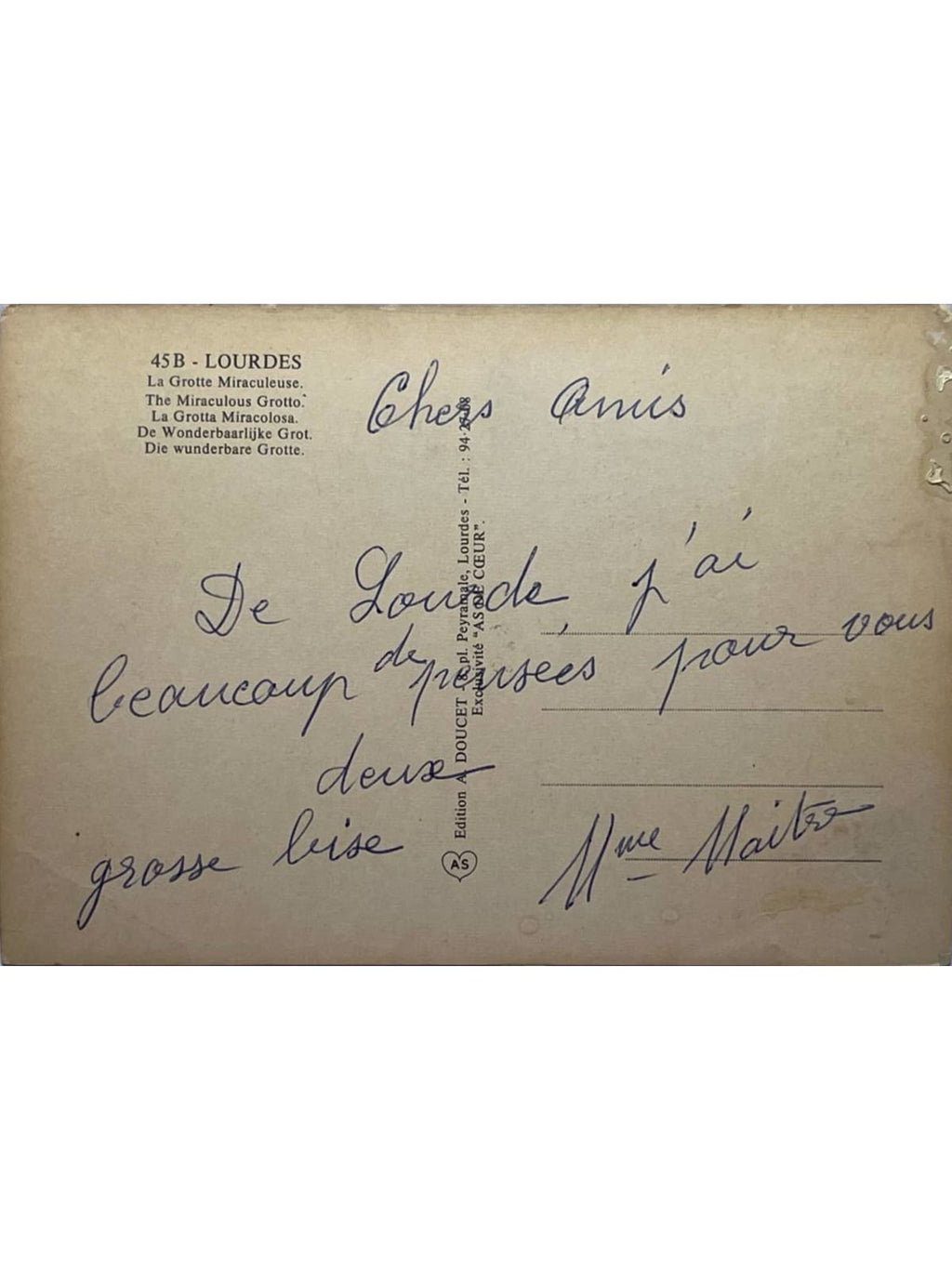 Verso de la carte postale