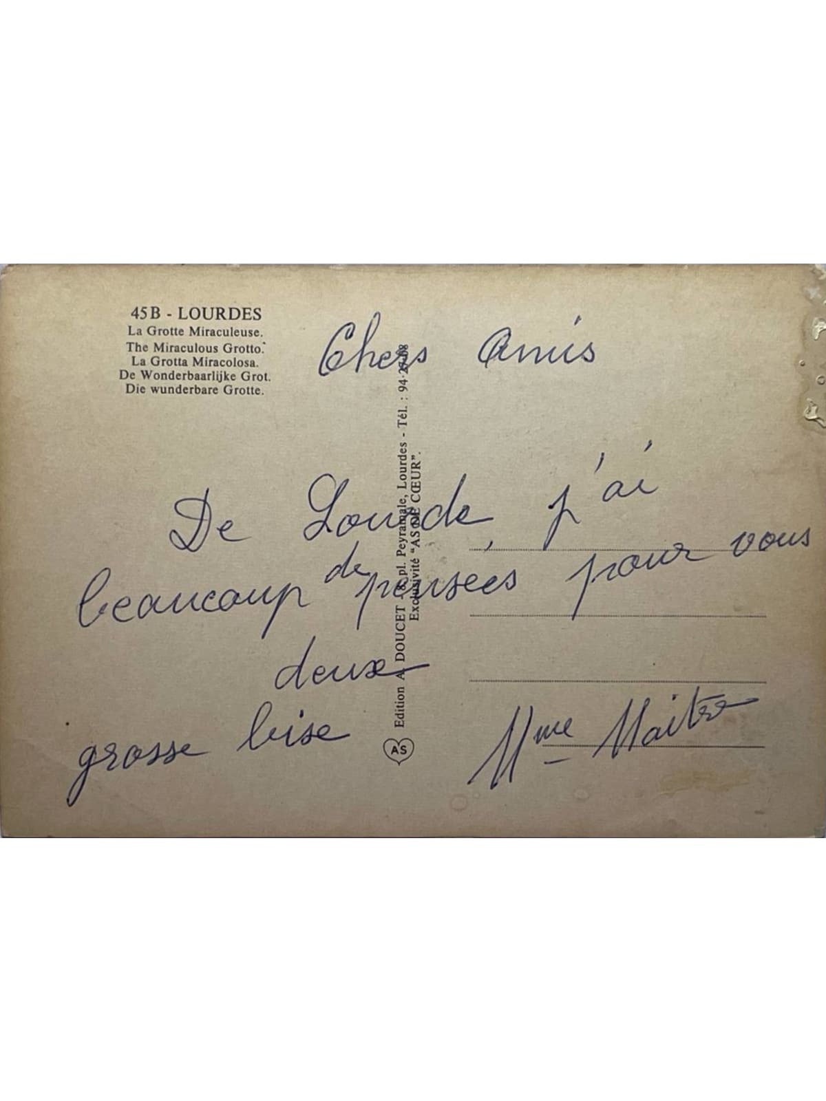 Verso de la carte postale