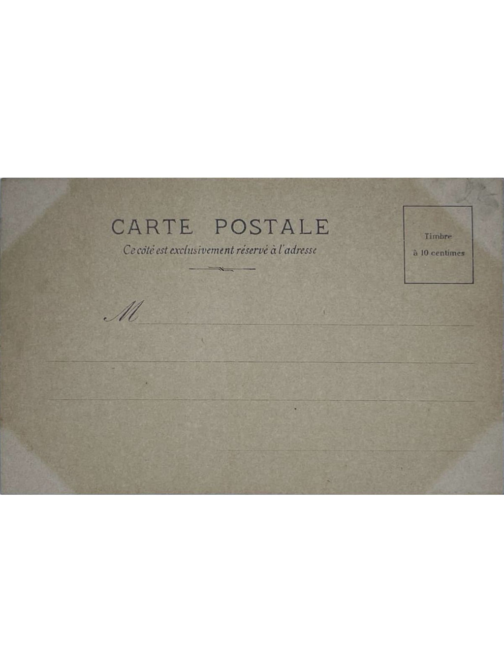 Verso de la carte postale