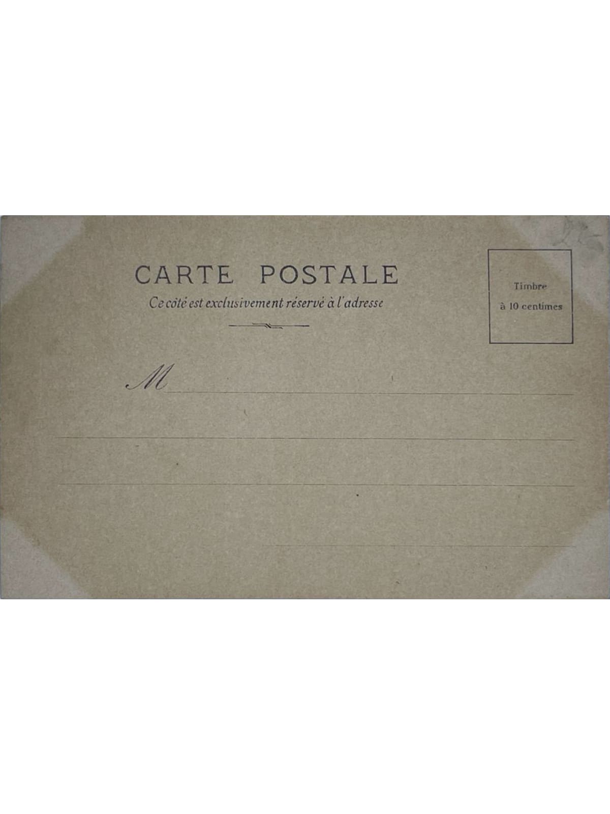 Verso de la carte postale