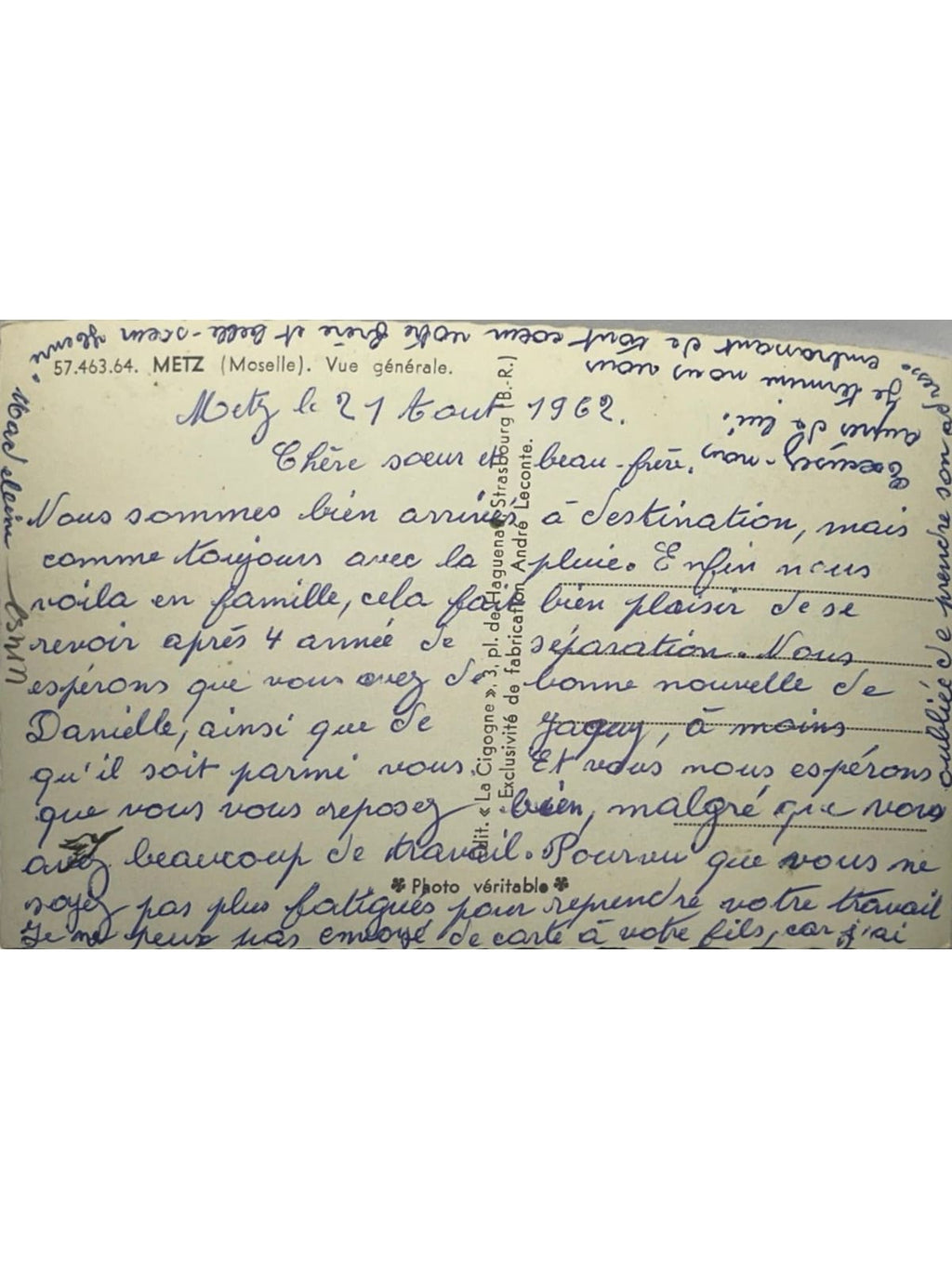 Verso de la carte postale