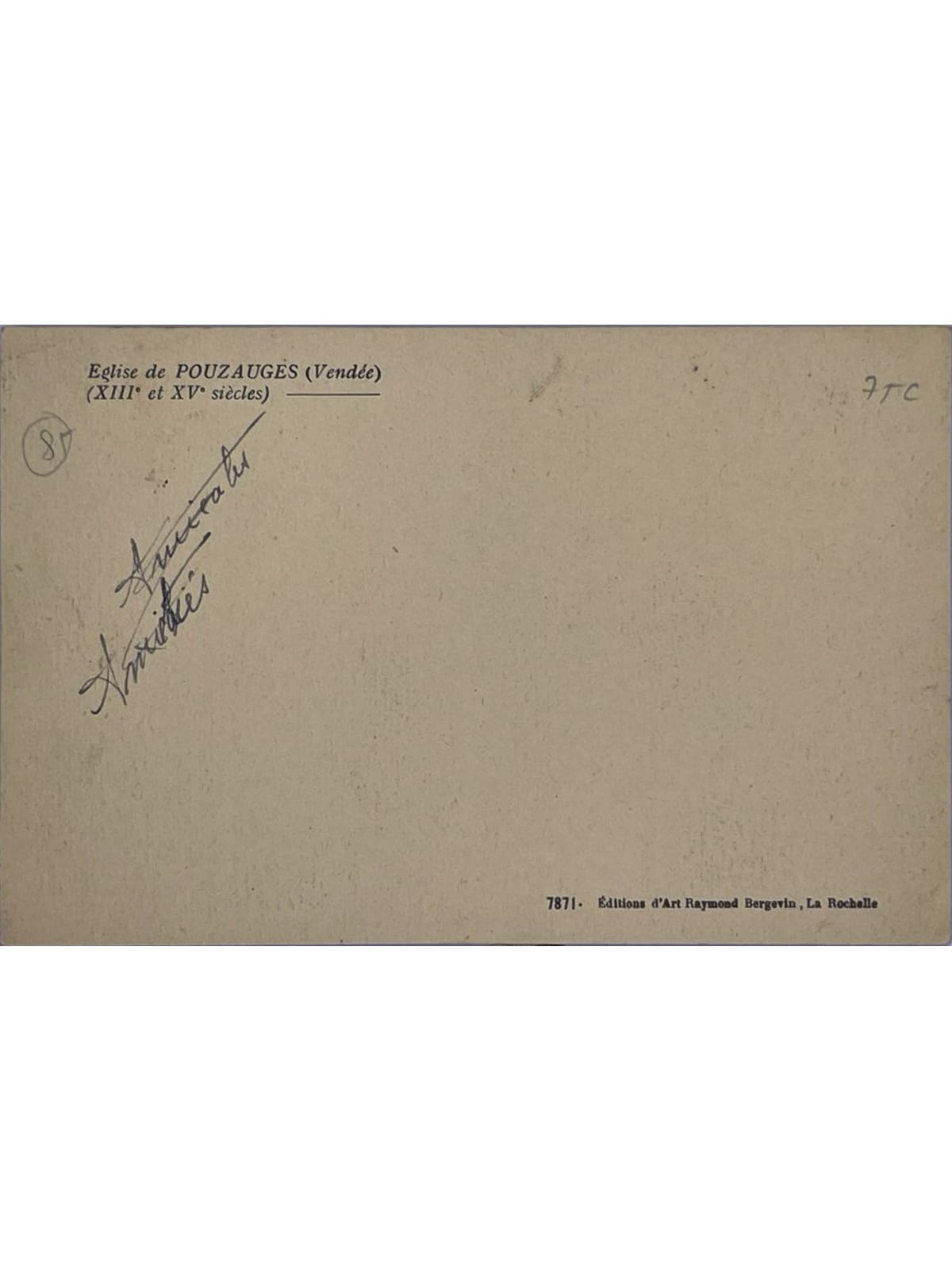 Verso de la carte postale