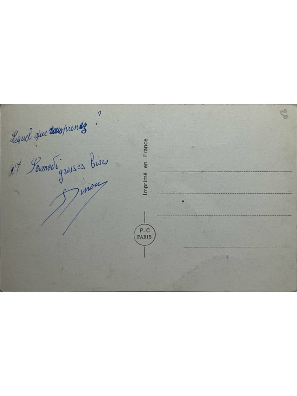 Verso de la carte postale