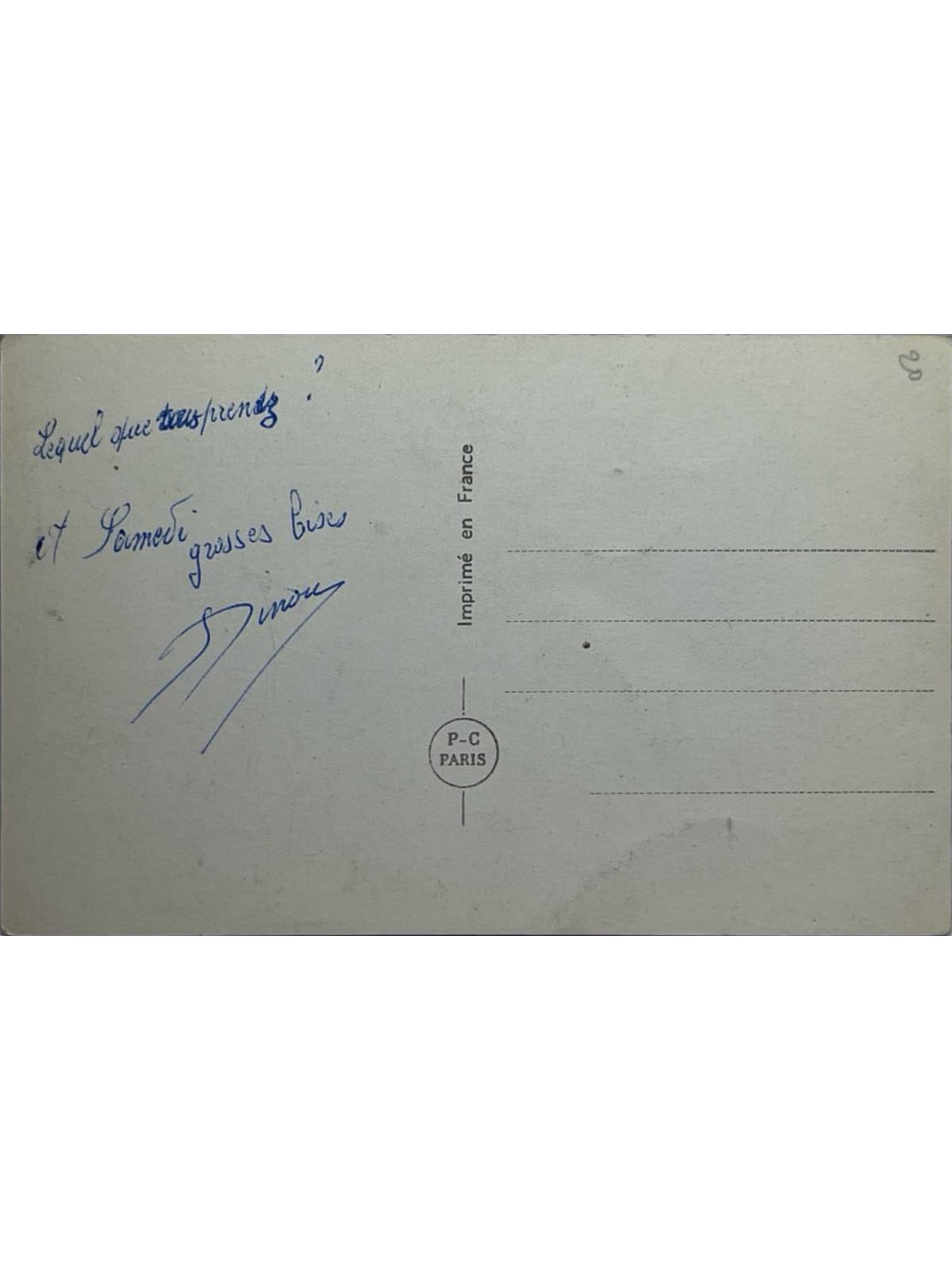 Verso de la carte postale