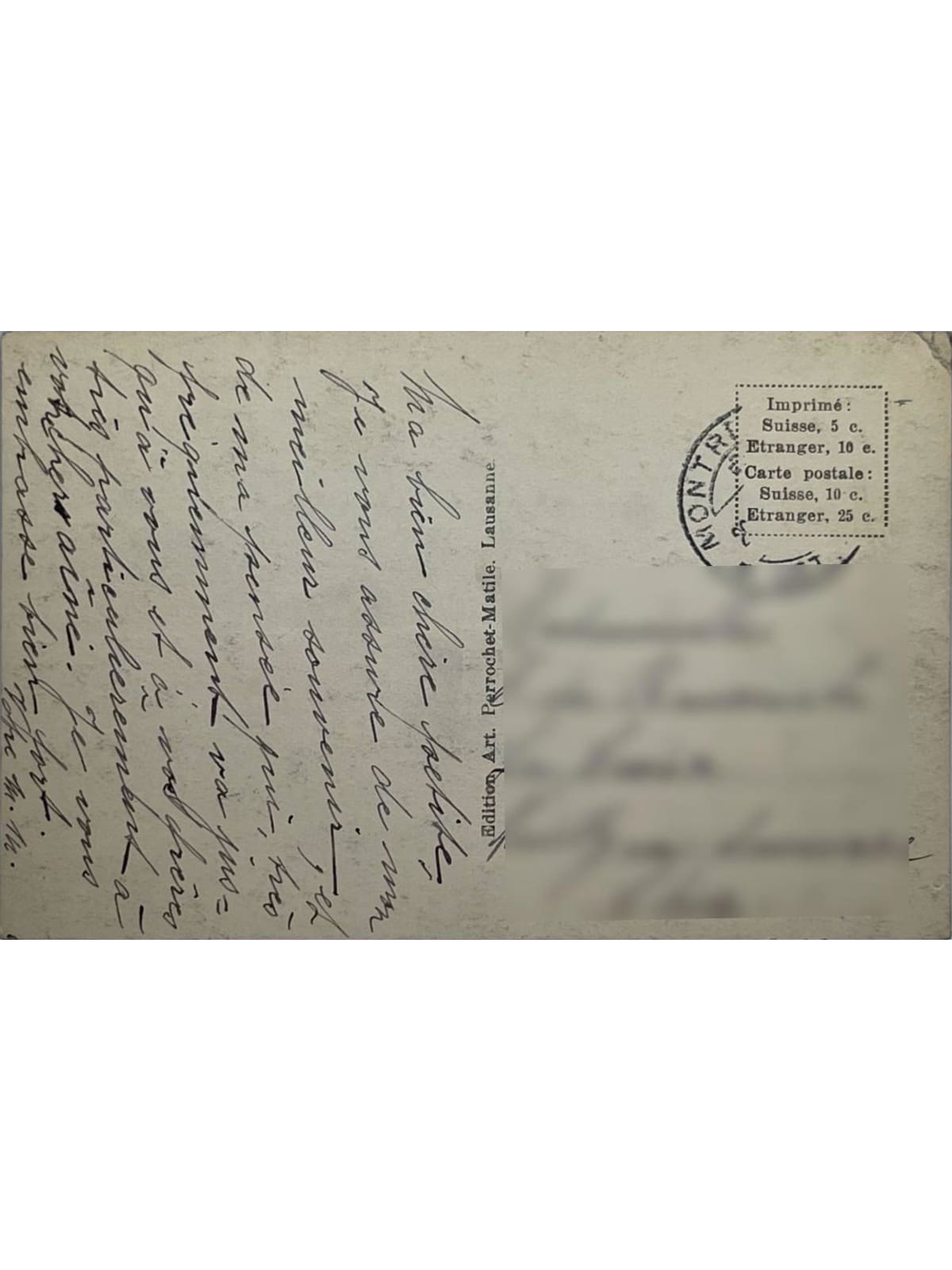 Verso de la carte postale