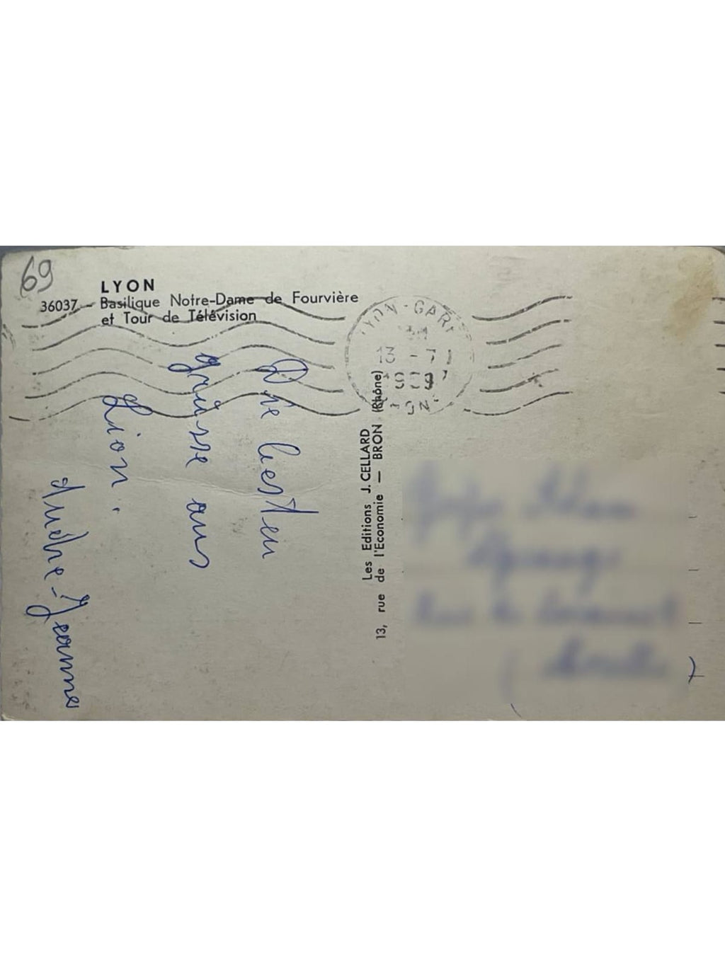 Verso de la carte postale