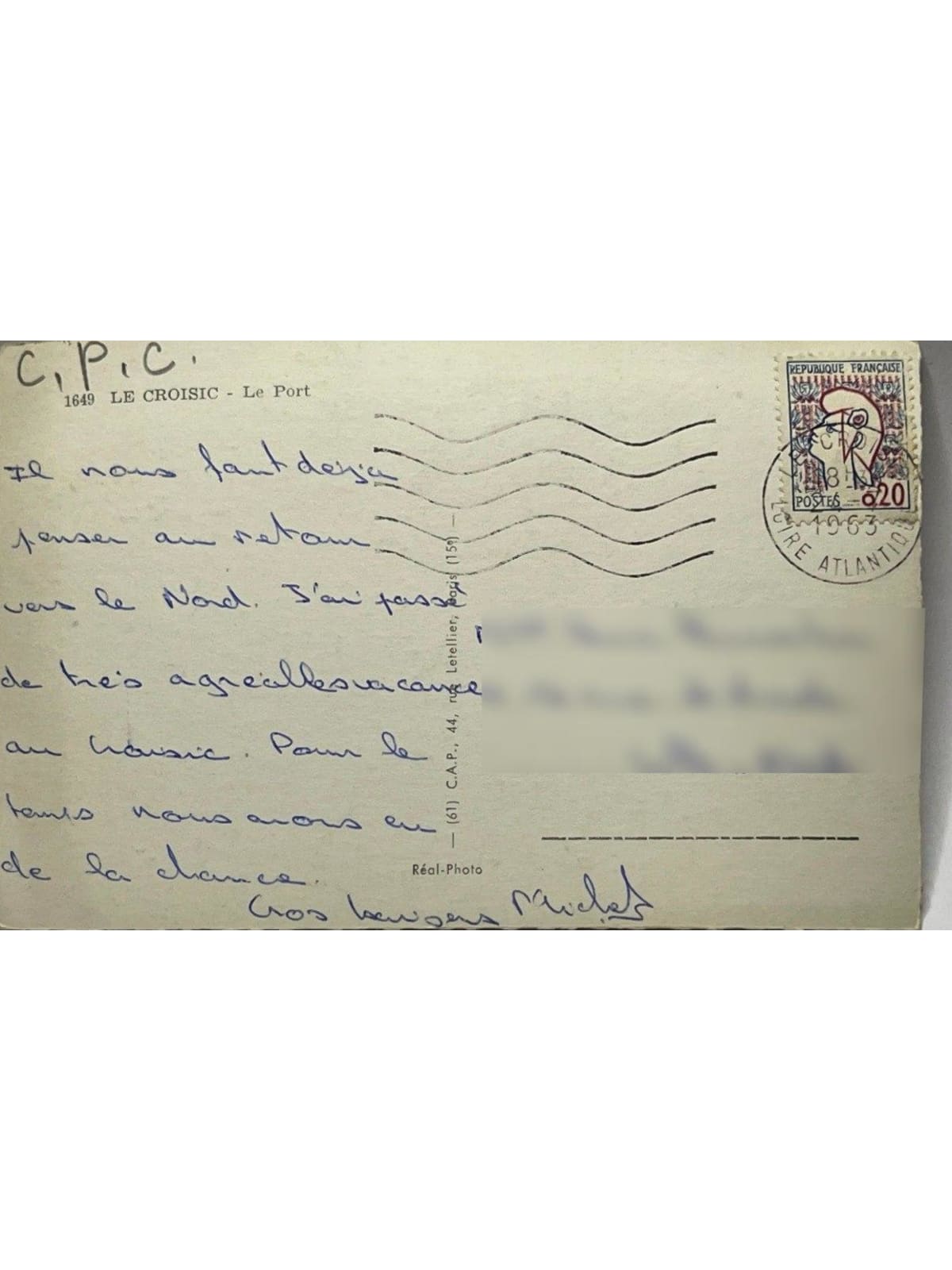Verso de la carte postale
