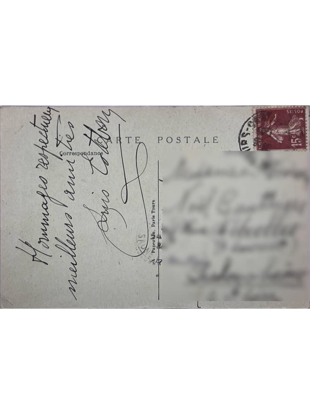 Verso de la carte postale