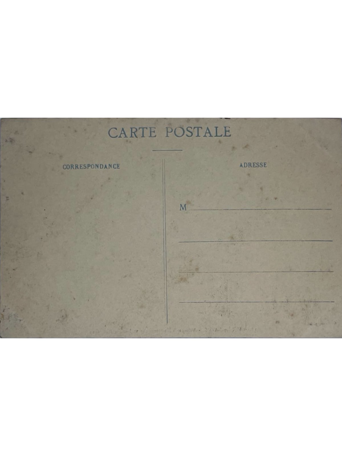 Verso de la carte postale
