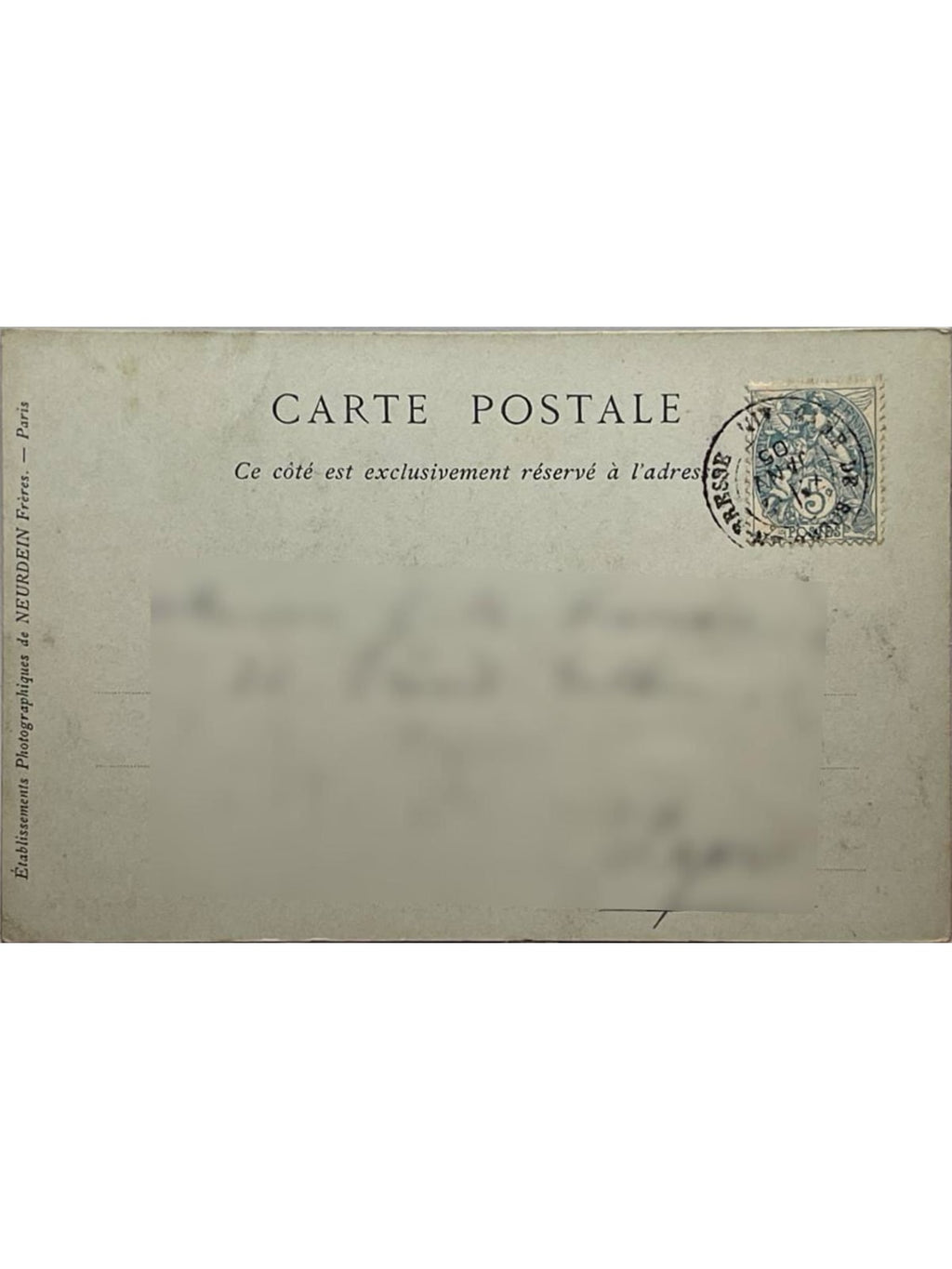 Verso de la carte postale