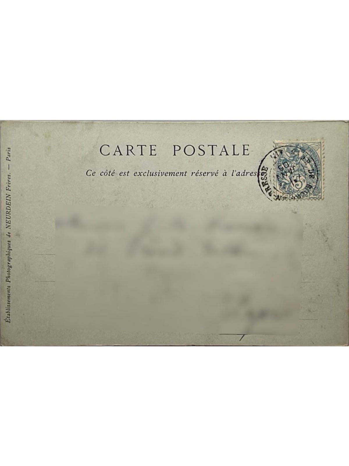 Verso de la carte postale