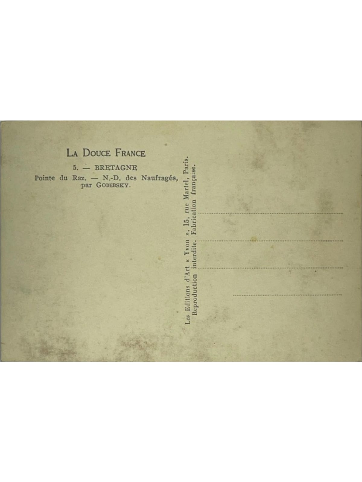 Verso de la carte postale