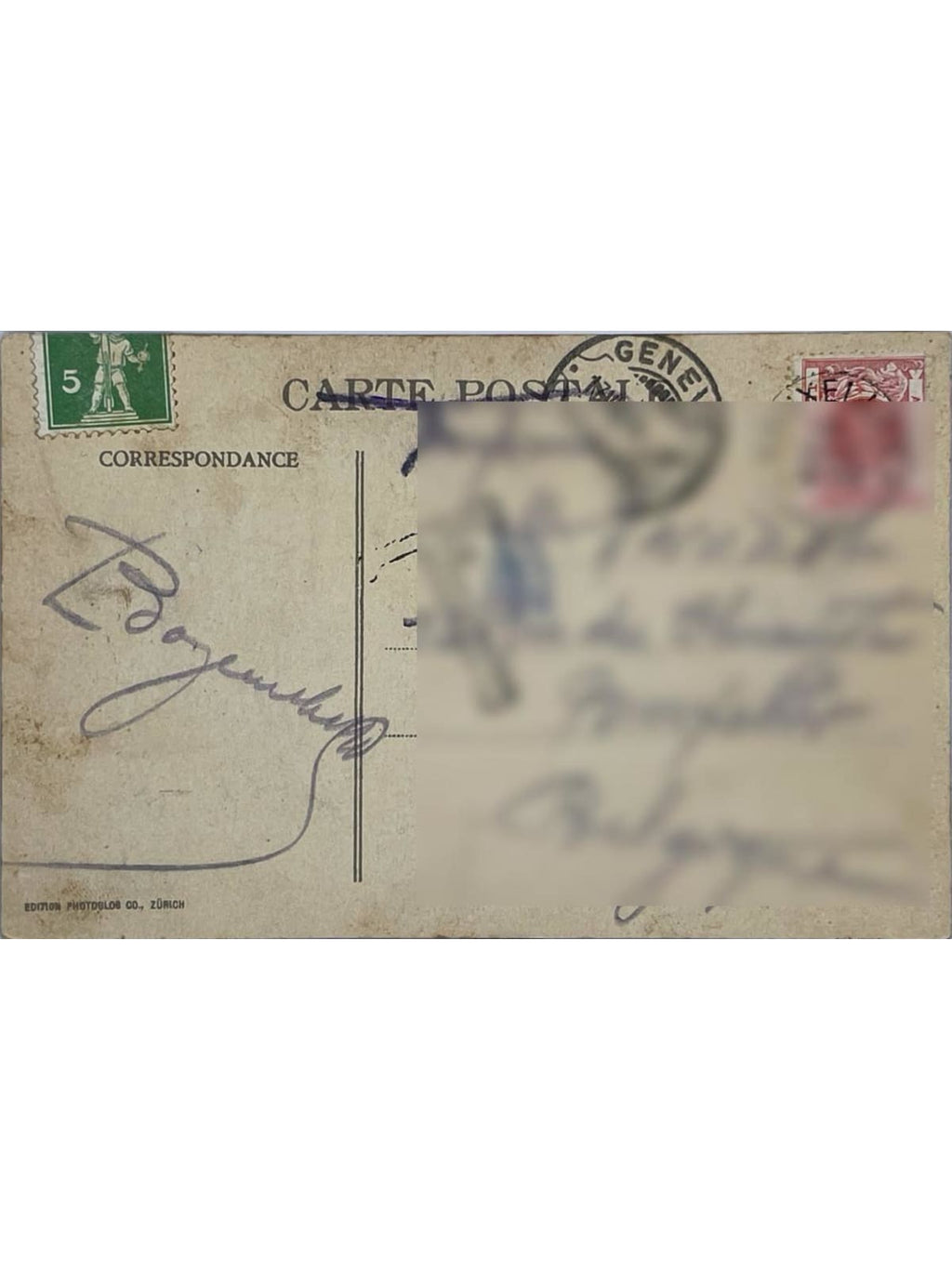 Verso de la carte postale