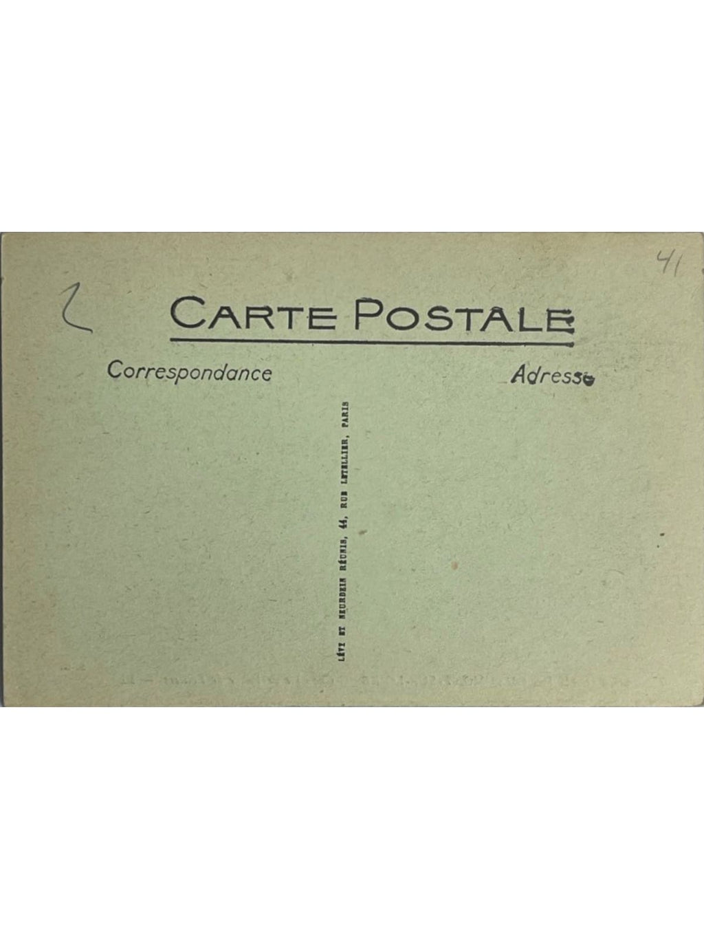Verso de la carte postale