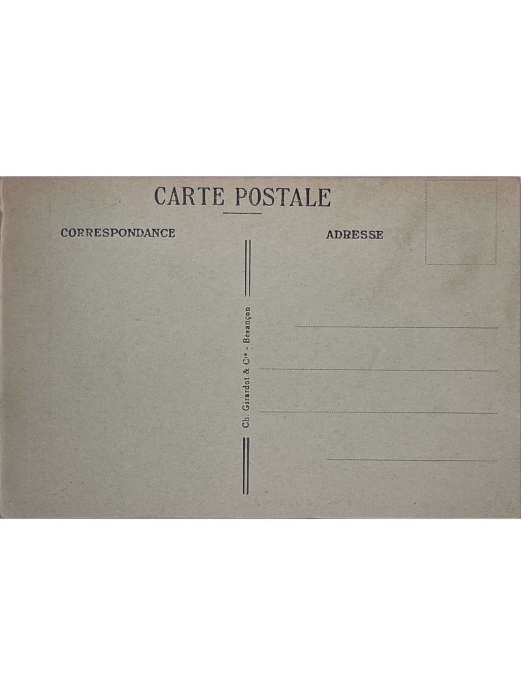 Verso de la carte postale