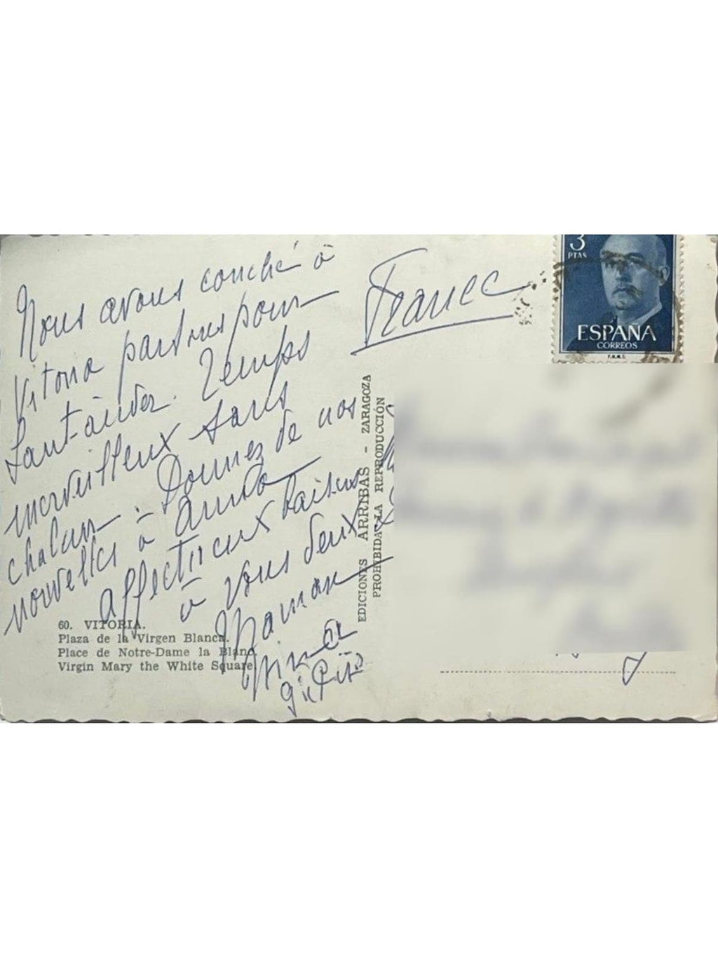 Verso de la carte postale
