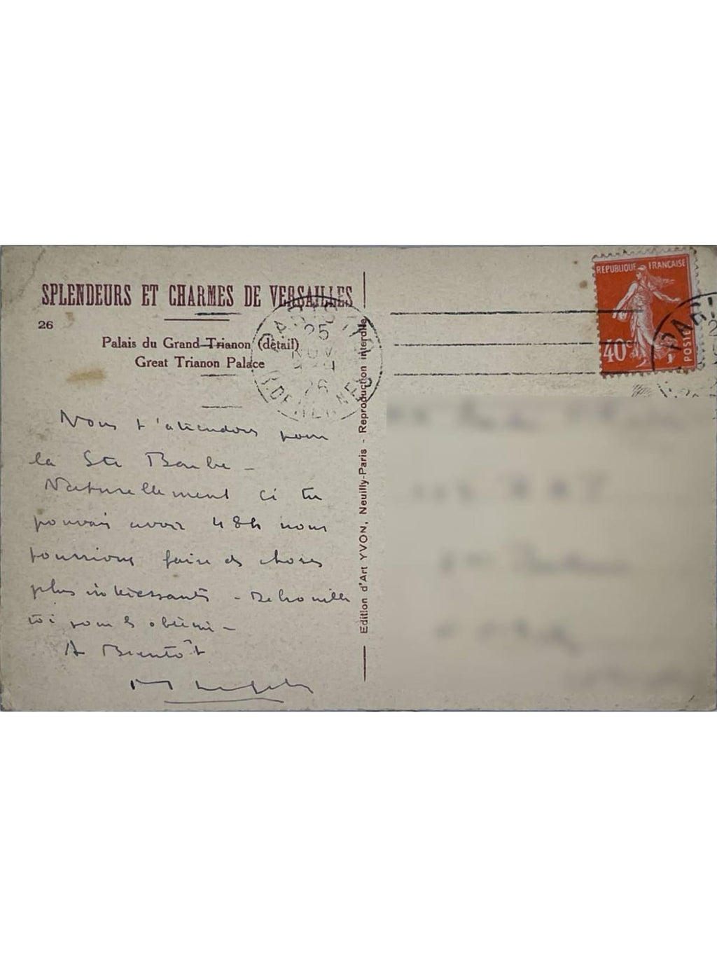Verso de la carte postale