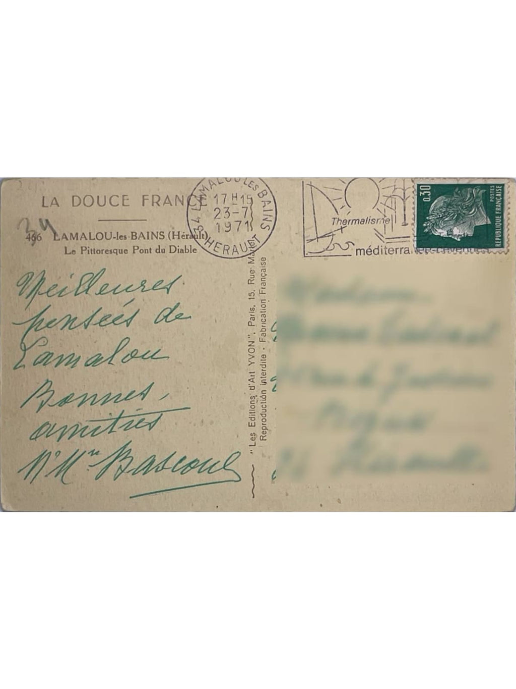 Verso de la carte postale