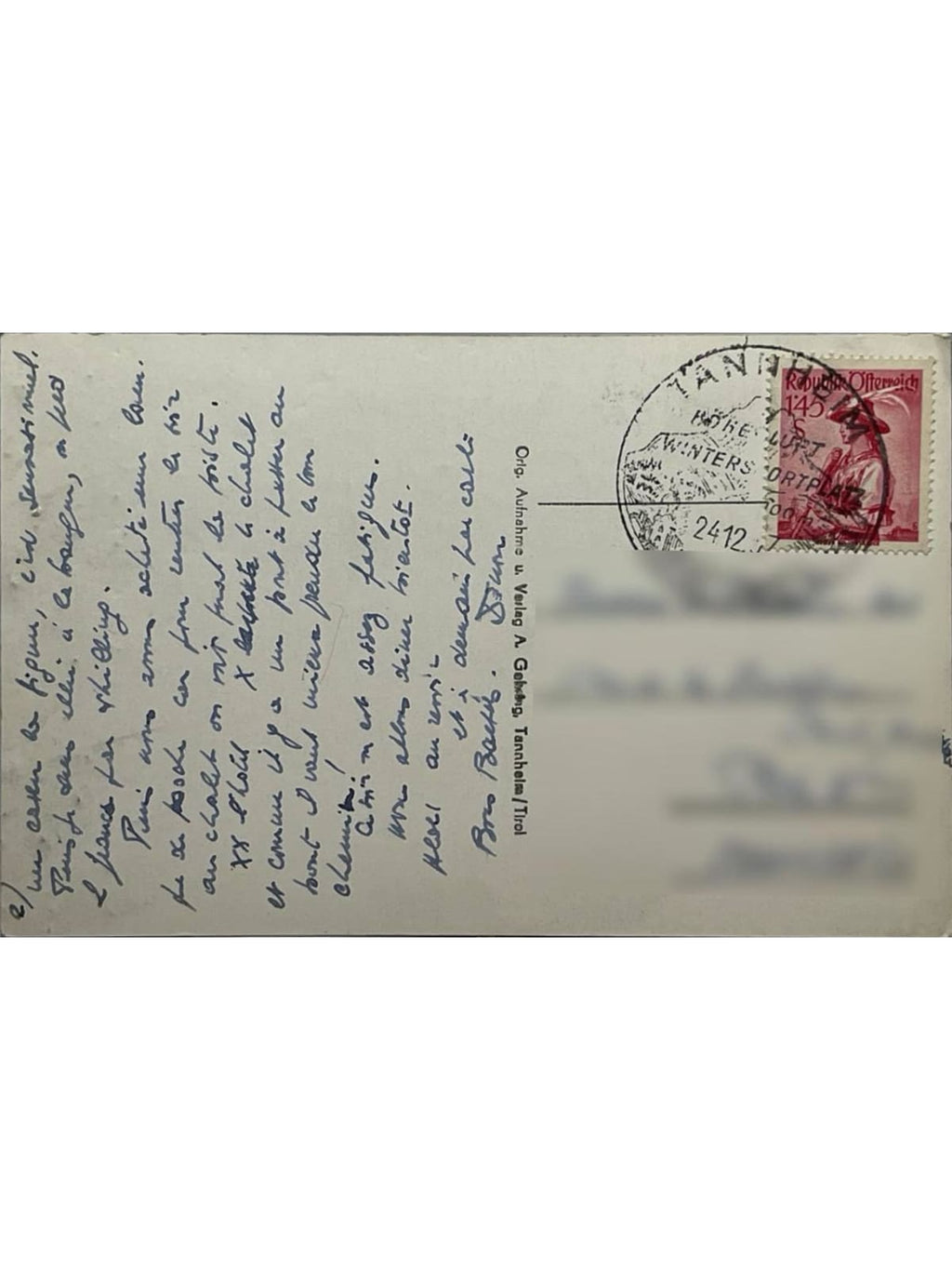 Verso de la carte postale