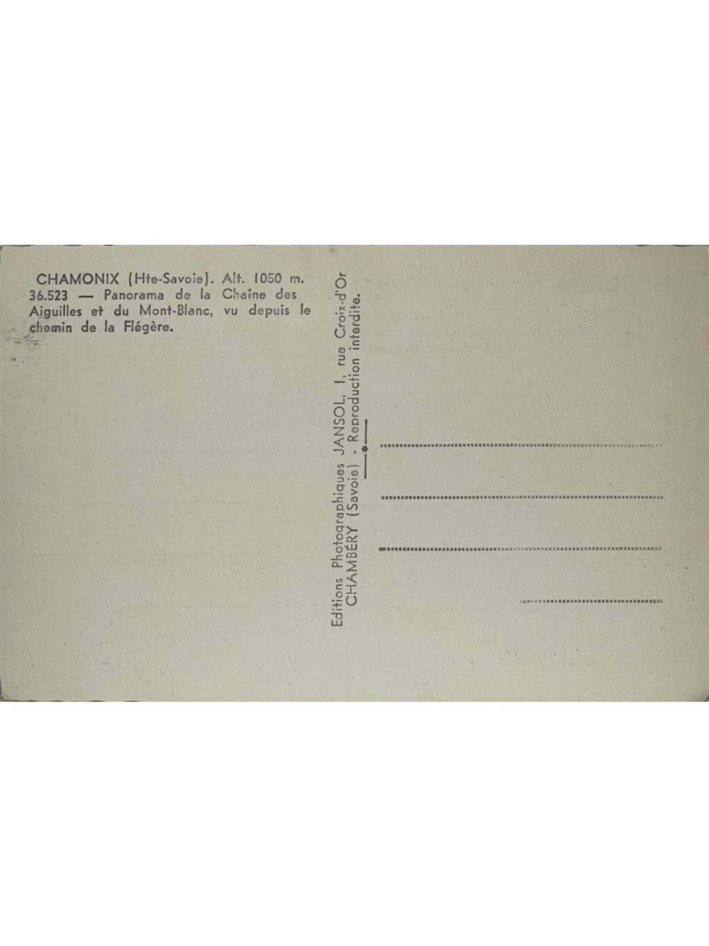 Verso de la carte postale