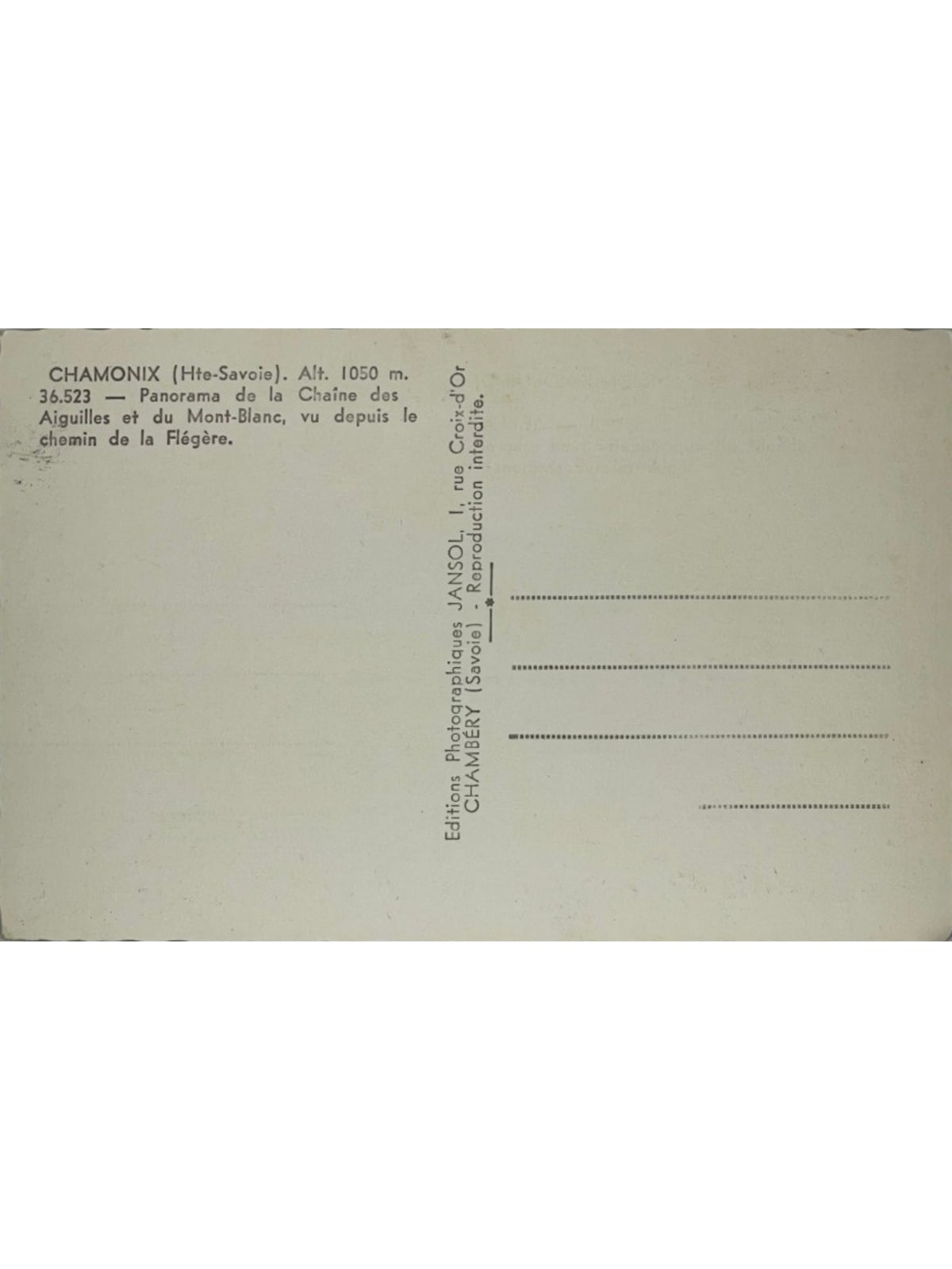 Verso de la carte postale
