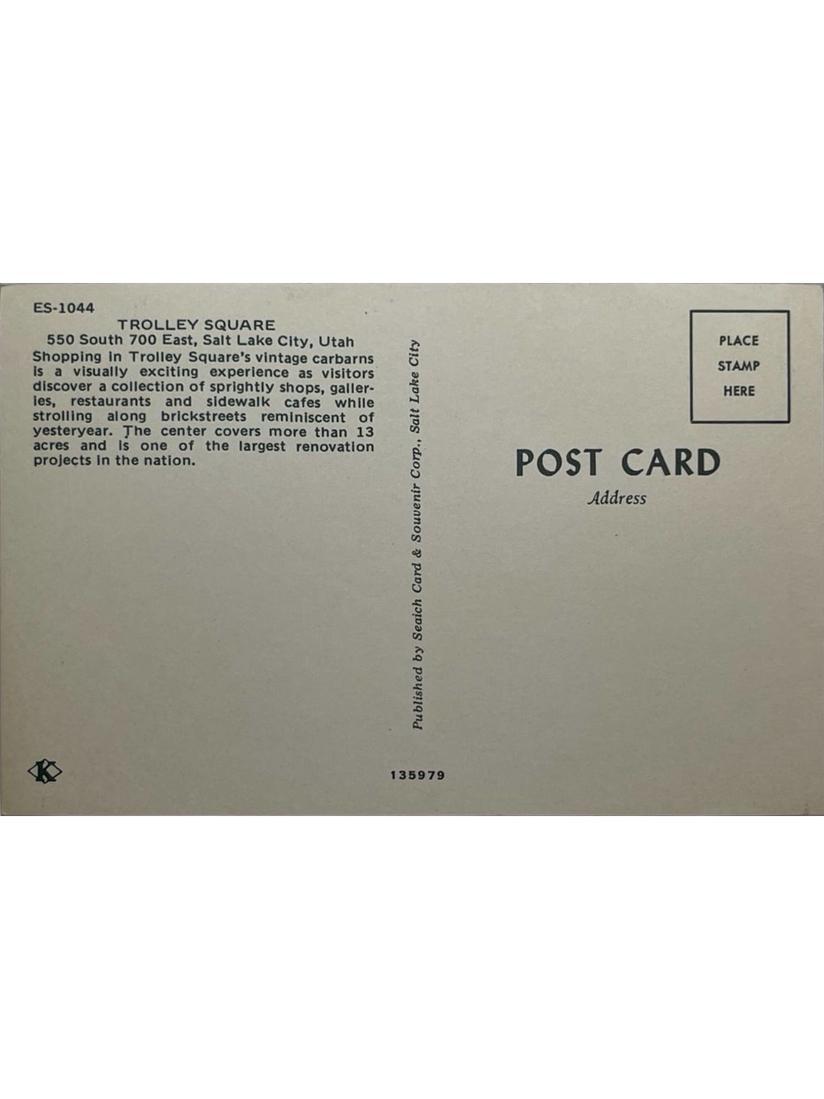 Verso de la carte postale