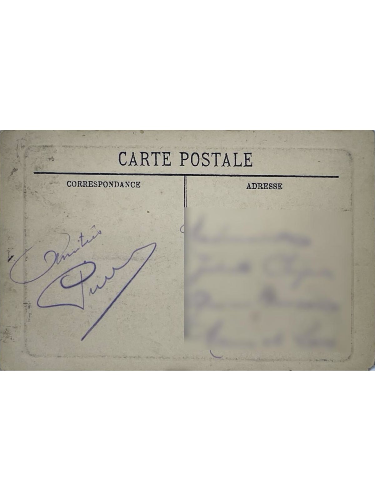 Verso de la carte postale