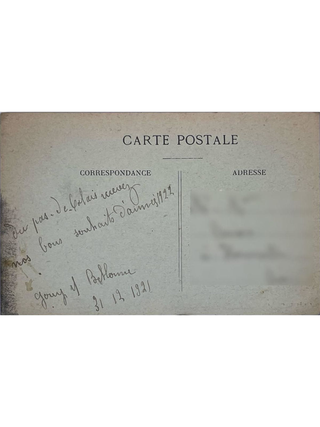 Verso de la carte postale
