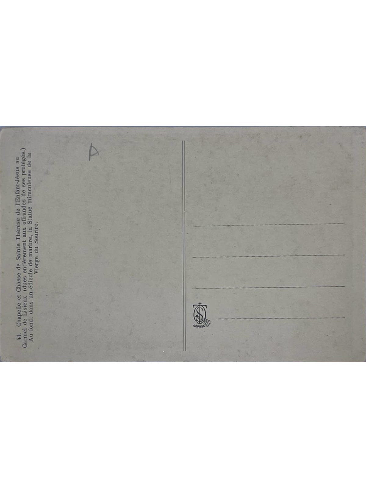 Verso de la carte postale