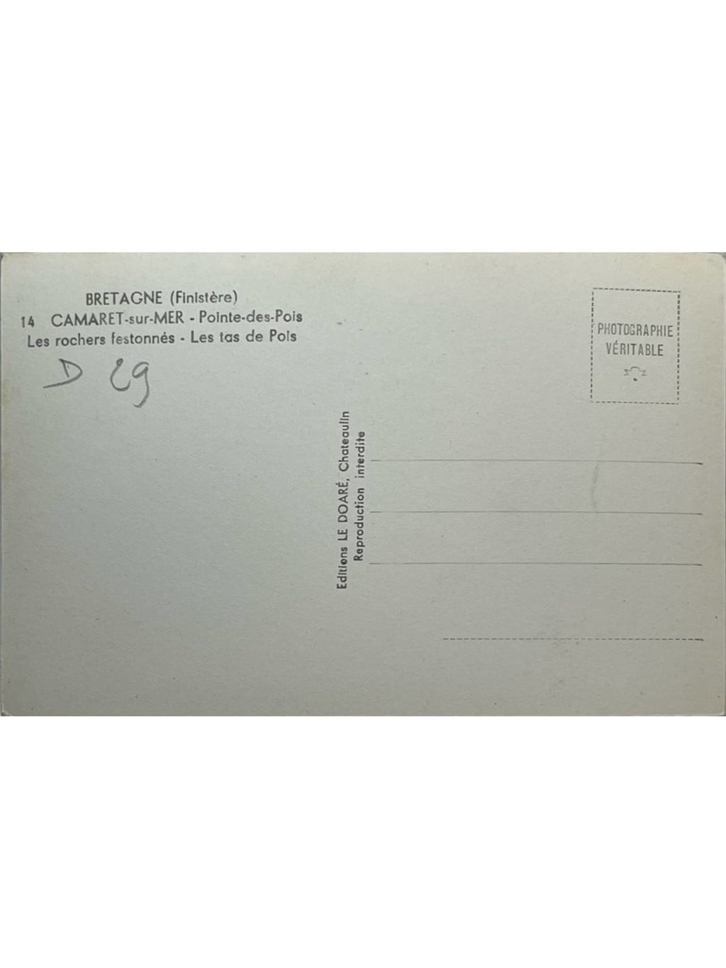 Verso de la carte postale