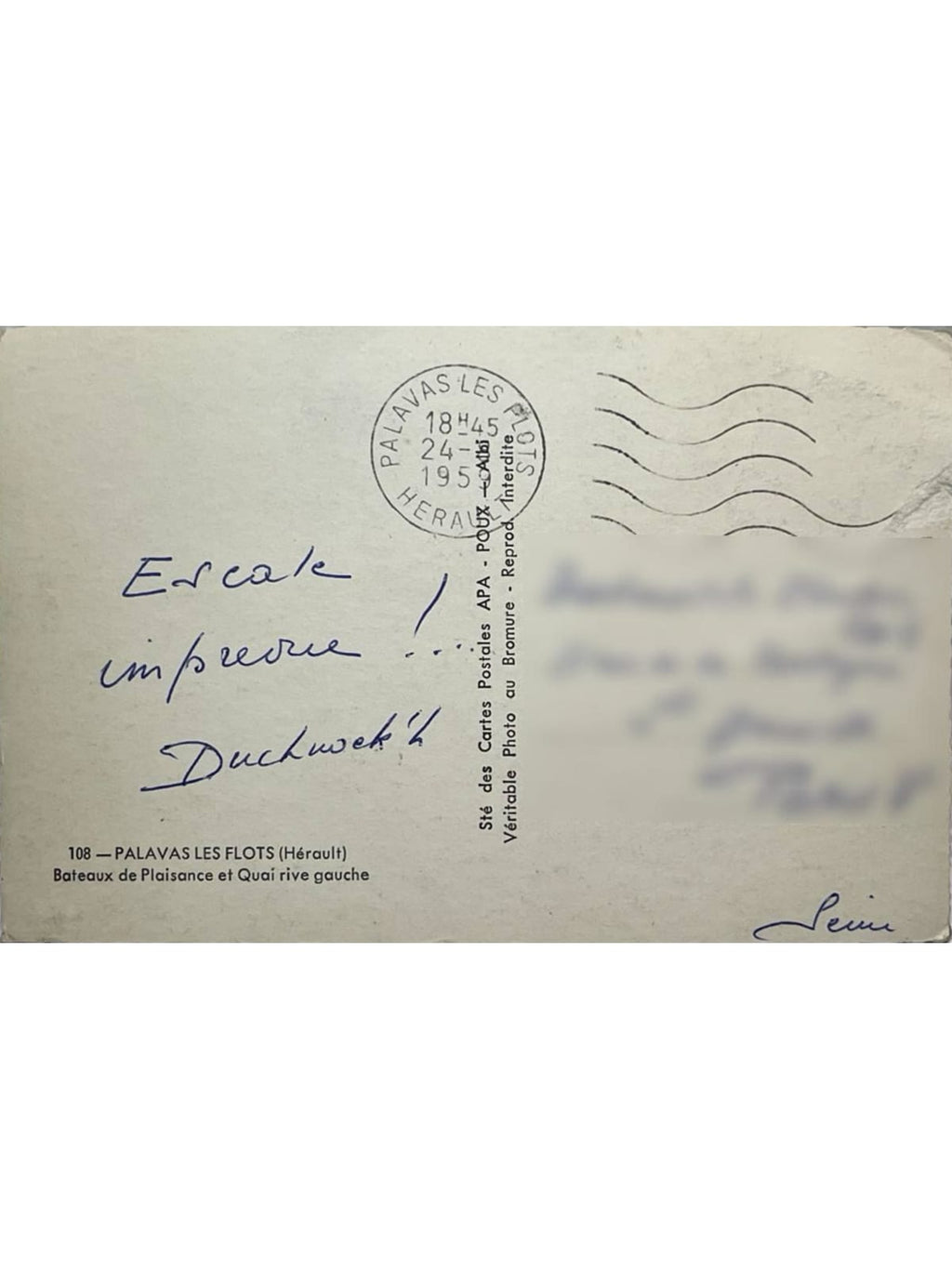 Verso de la carte postale