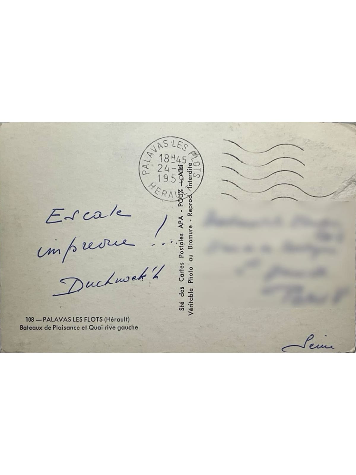 Verso de la carte postale