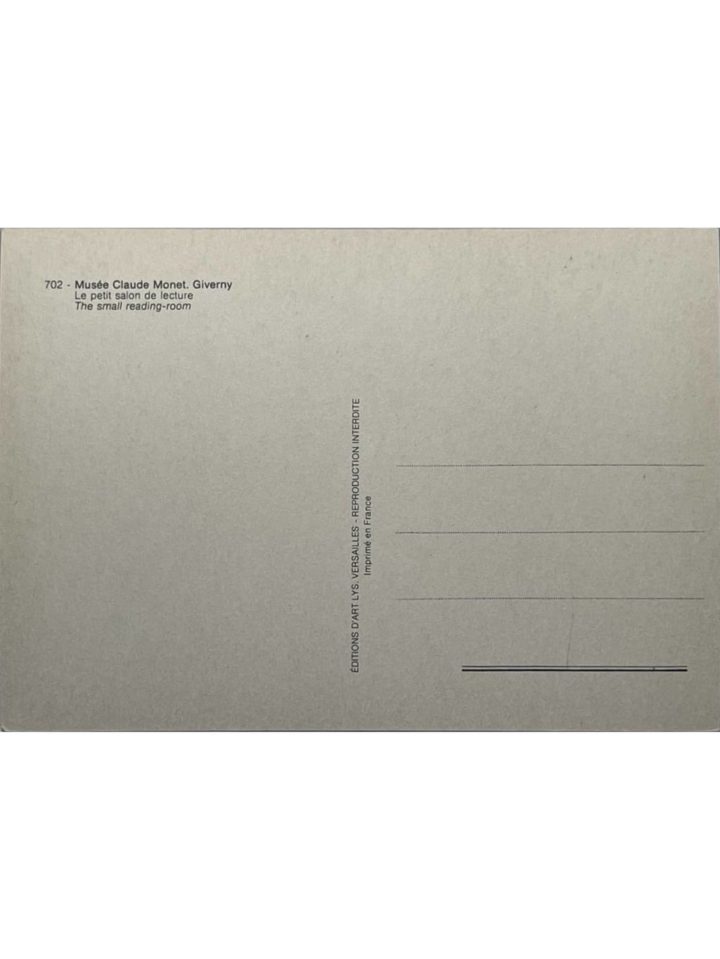 Verso de la carte postale