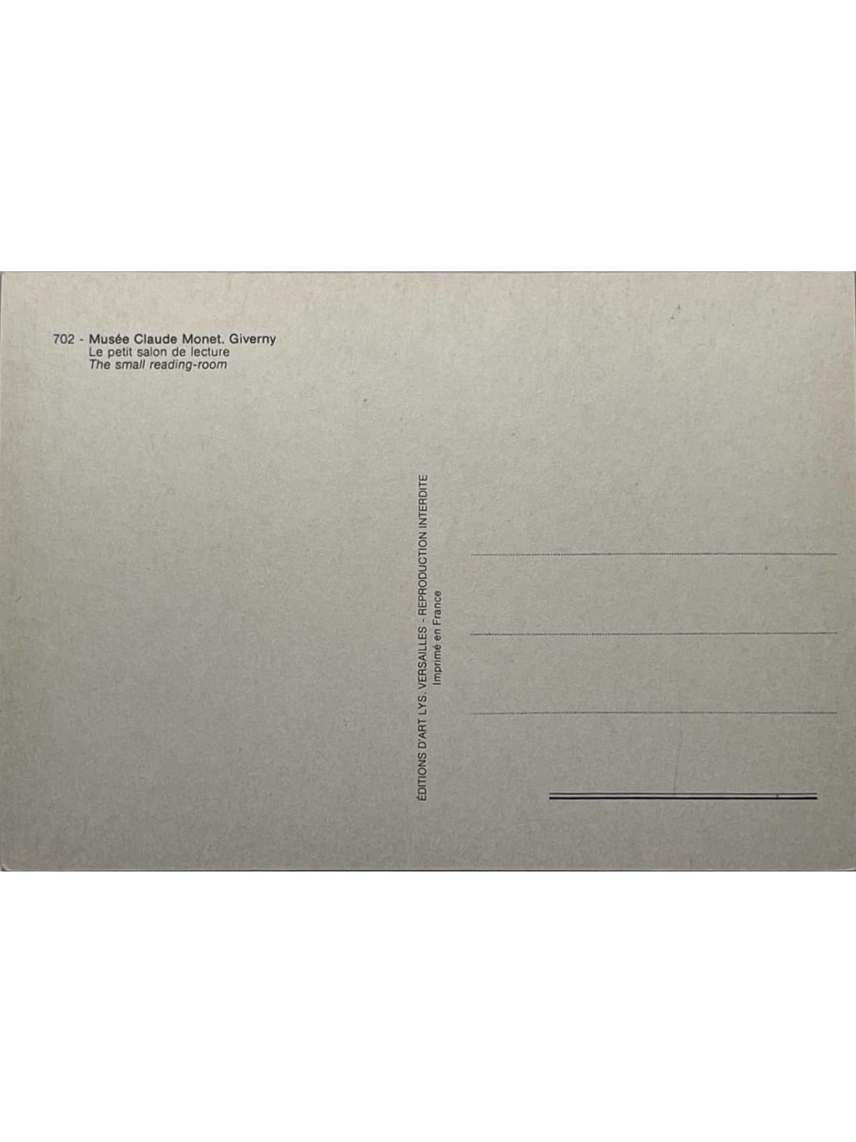 Verso de la carte postale
