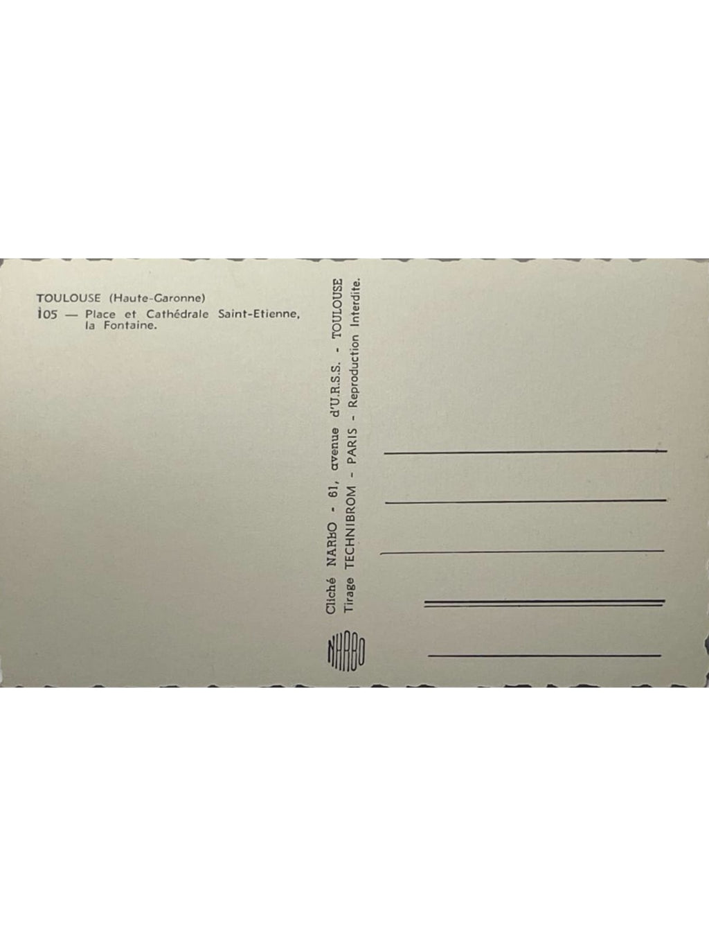 Verso de la carte postale