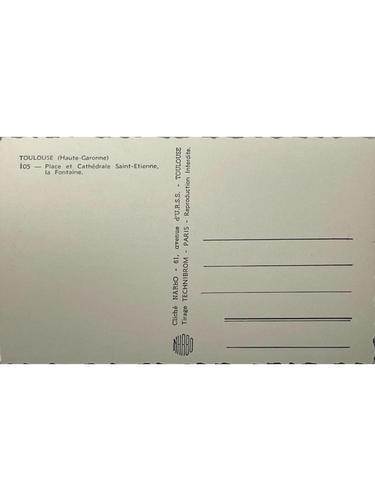 Verso de la carte postale