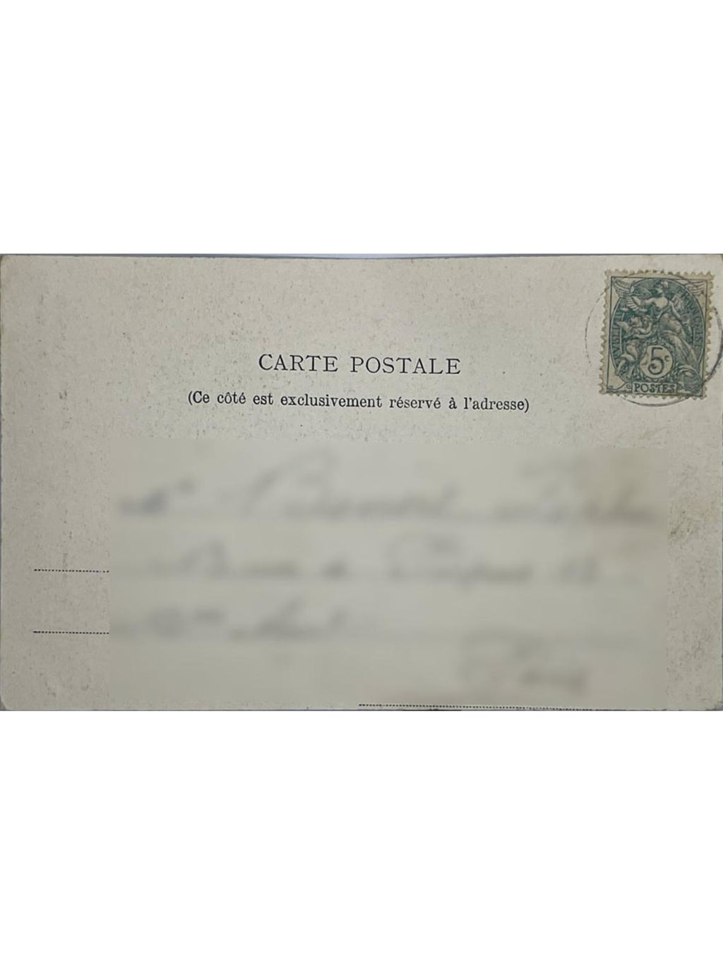 Verso de la carte postale