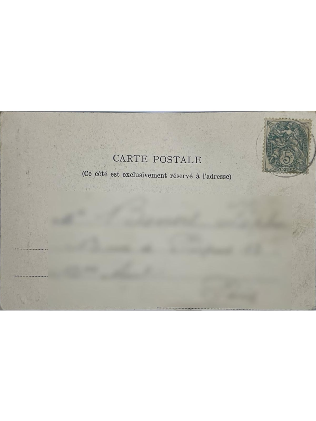 Verso de la carte postale