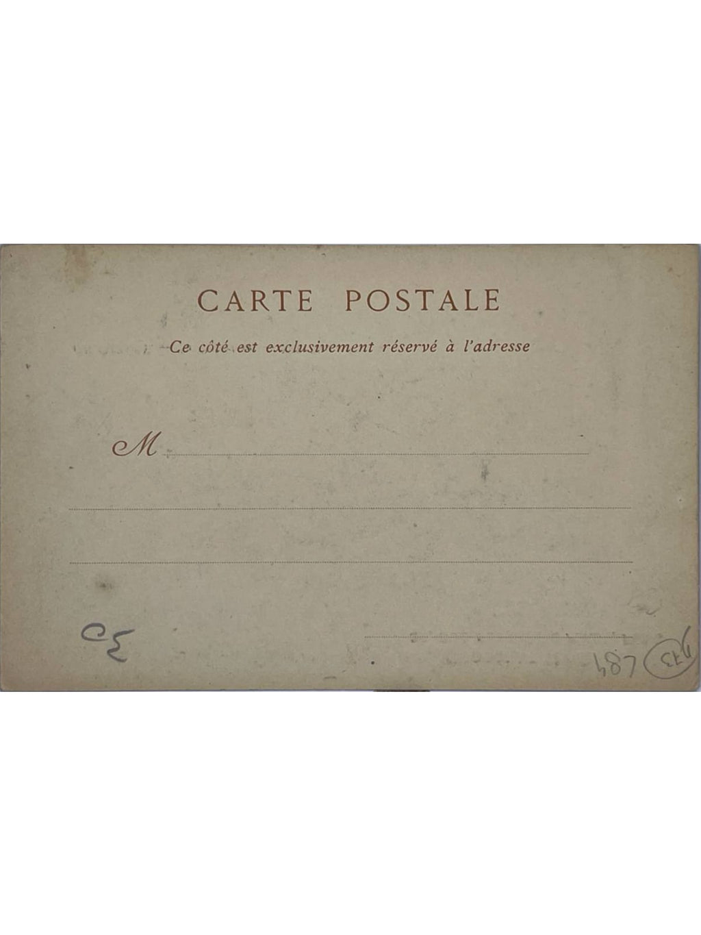 Verso de la carte postale