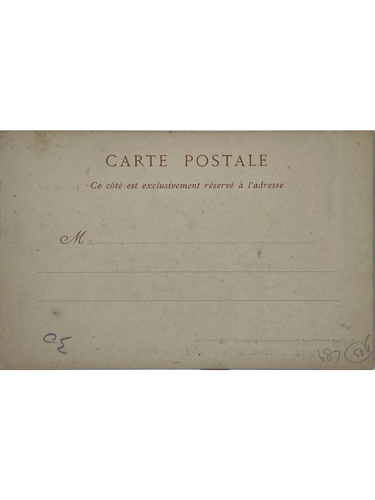 Verso de la carte postale