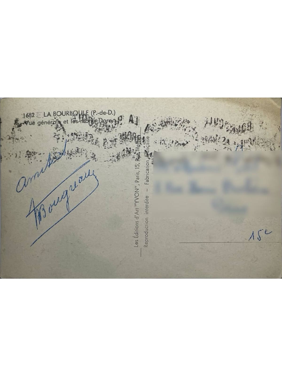Verso de la carte postale