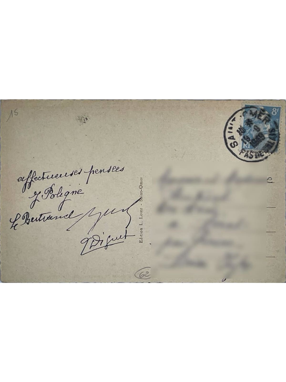Verso de la carte postale