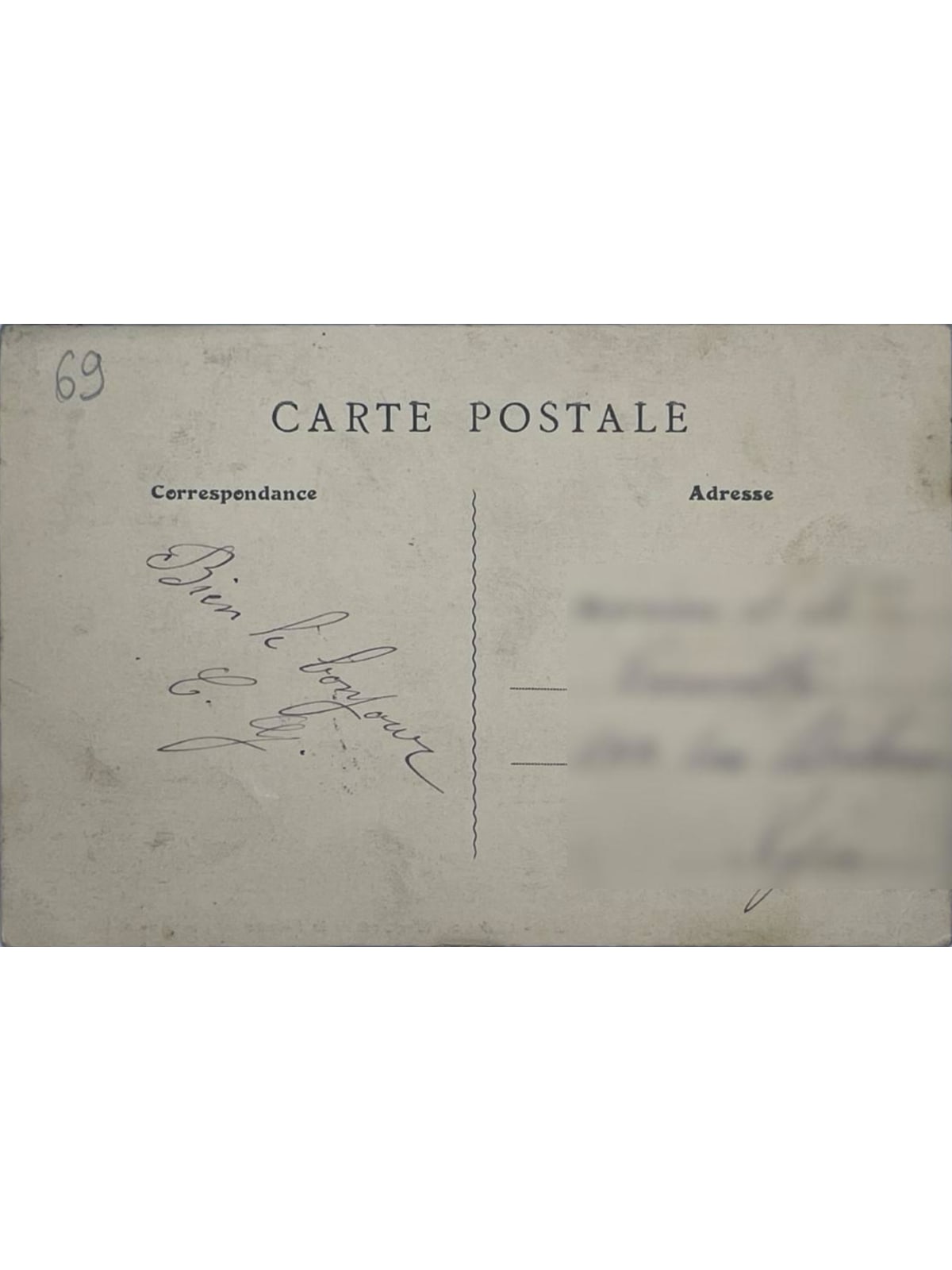 Verso de la carte postale