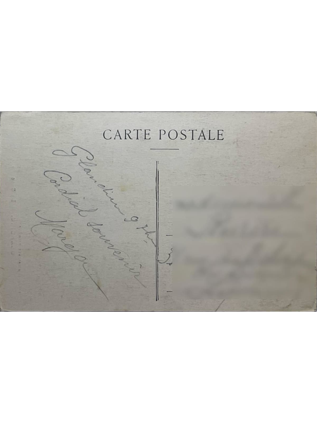 Verso de la carte postale
