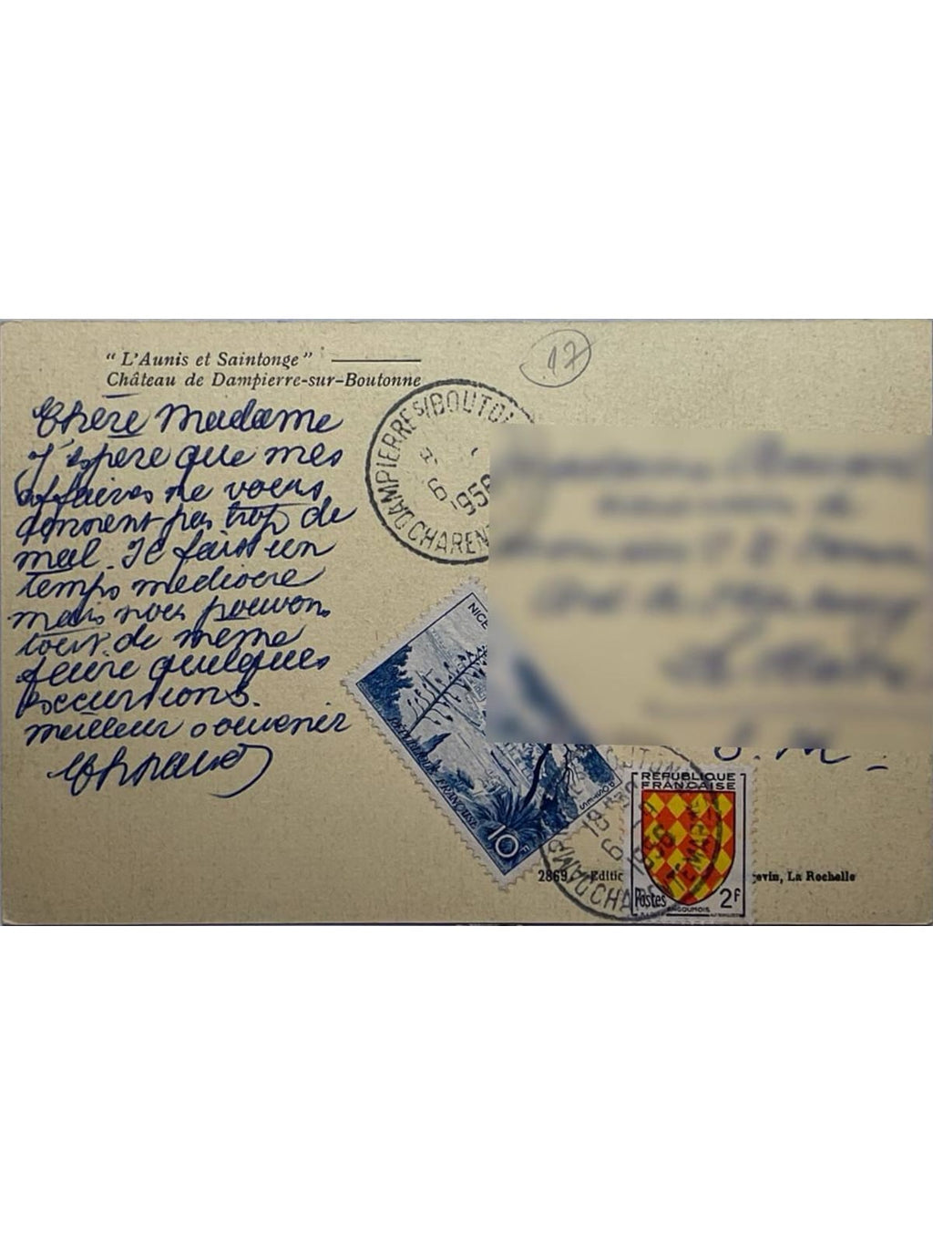 Verso de la carte postale