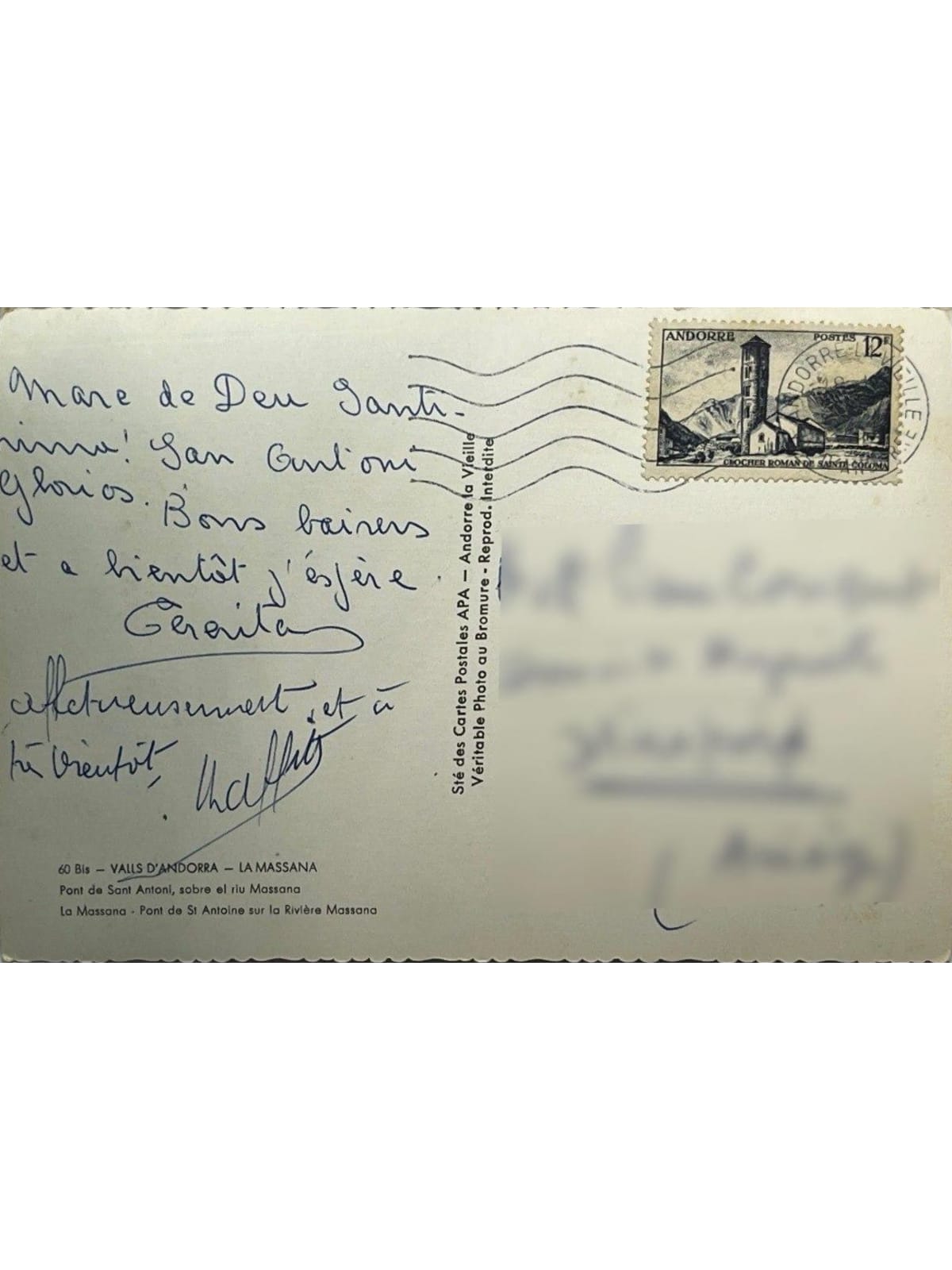 Verso de la carte postale